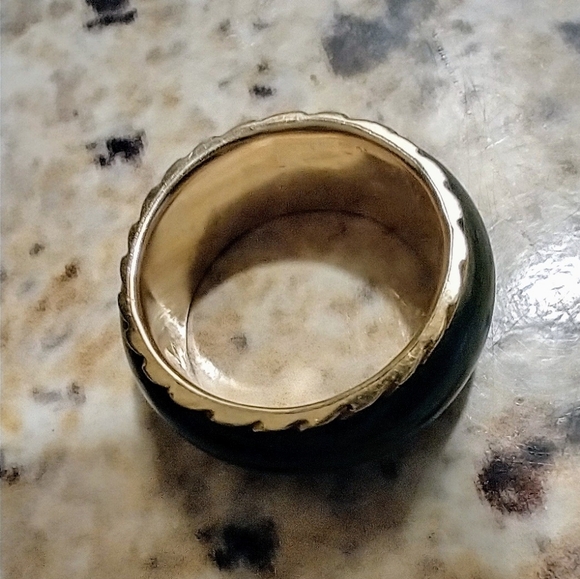 Eternity/Wedding Band Ring 14kt Gold band & Jade - Picture 7 of 16